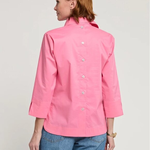 Hinson Wu Aileen 3/4 Sleeve Button Back Top 6 Magenta Pink - Picture 4 of 9